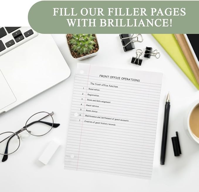 THREE LEAF 100 SHEETS WIDE RULED FILLER PAPER, PACK OF 6, LOOSE-LEAF SHEETS FOR SCHOOL AND OFFICE 100 CT. FILLER PAPER, NOTEBOOK PAPER