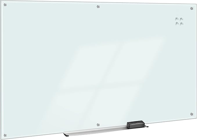 Amazon Basics Glass Dry-Erase Board, Magnetic Frameless Whiteboard, 96W" x 48H"