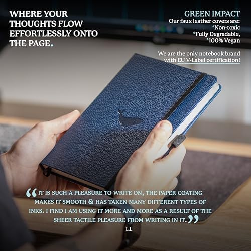 Dingbats* Wildlife Grid Writing Journal Notebook A5 - Vegan Leather Hardcover - Ideal for Work, Travel - Pocket, Elastic Closure, & Bookmark