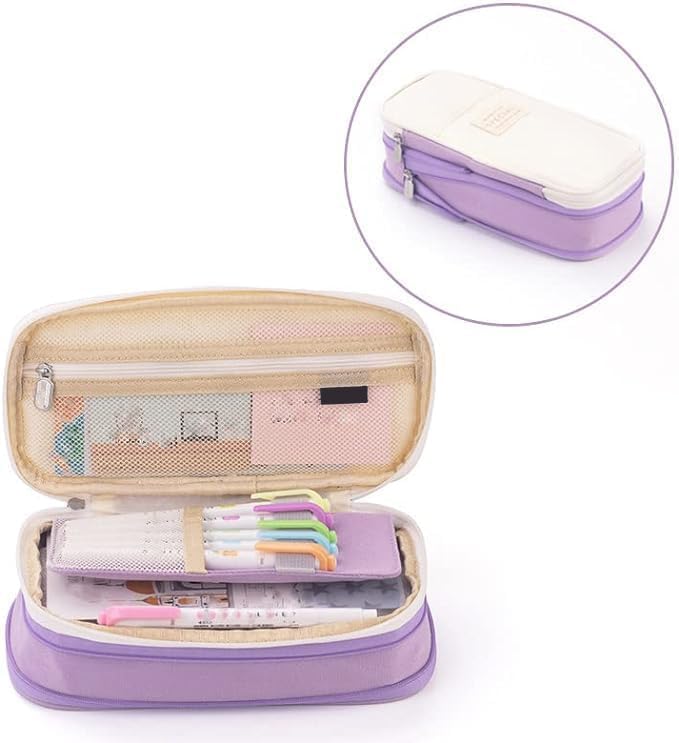 Arnuixty Large Storage Pencil Case Pen Bag with Zipper Big Capacity Pouch Organizer for Office Travel Holder Box