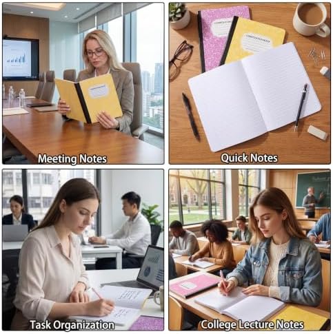 BESARME 24 Pcs Composition Notebook Bulk for School, Wide Ruled Notebooks