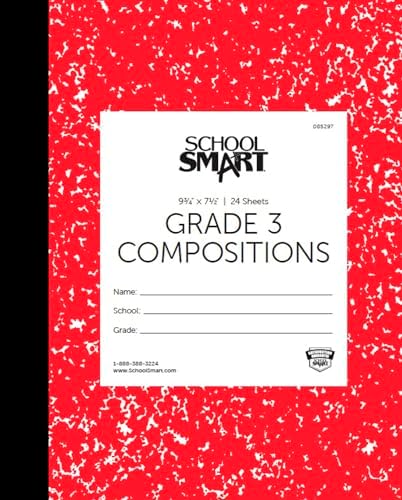 School Smart Skip-A-Line Ruled Composition Book, Grade 3, Red, 48 Pages - 085297