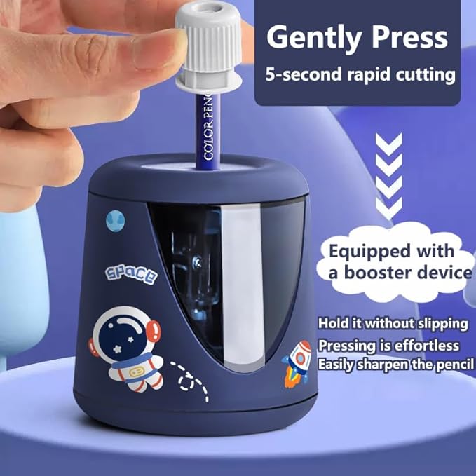 Electric Pencil Sharpener for Eyeliner and Lip Liner - Dual Use Cosmetic and Classroom Pencil Sharpener (Navy)