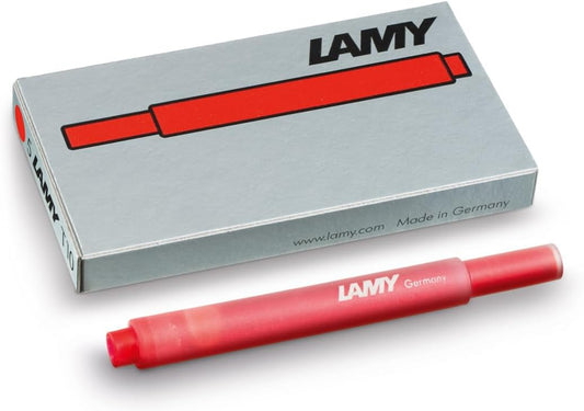 LAMY T10 Ink cartridges with Large Ink Capacity - Suitable for All Lamy Fountain Pen Models - Contents 1.25 ml per Cartridge - 5 Pieces per Pack - Ink Color red