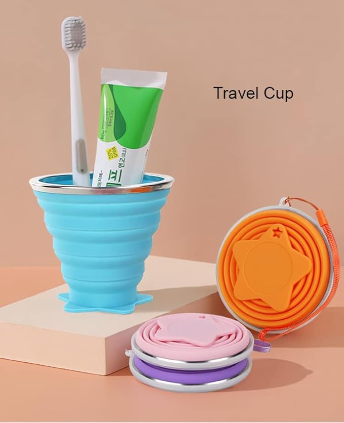 2 Pack Ultra Thin Portable Silicone Cups Space Saving Collapsible Travel Water Cup Reusable Cups for Camping Hiking Picnic Outdoor Activities Purple