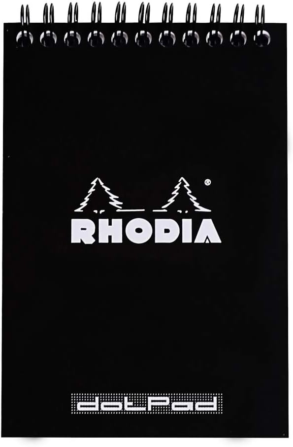 Rhodia Wirebound Notepad, A6, Dot - Black