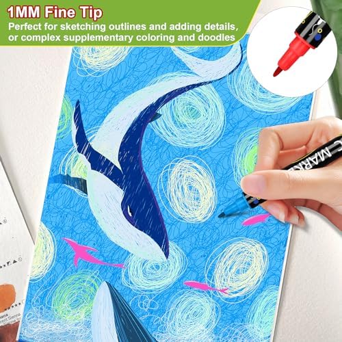 80 Colors Dual Tip Acrylic Paint Markers, Fine Tip and Dot Tip Paint Pens for Rock Painting, Acrylic Paint Markers for Wood, Glass, Ceramic, Fabric, Metal, Plastic, Paper, Canvas, DIY Art Supplies