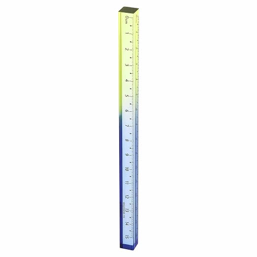HARFINGTON Acrylic Clear Straight Rulers 15cm Metric Transparent Gradient Three-Dimensional Plastic Ruler Square Cube Measuring Tool for Classroom Office, Blue-Yellow