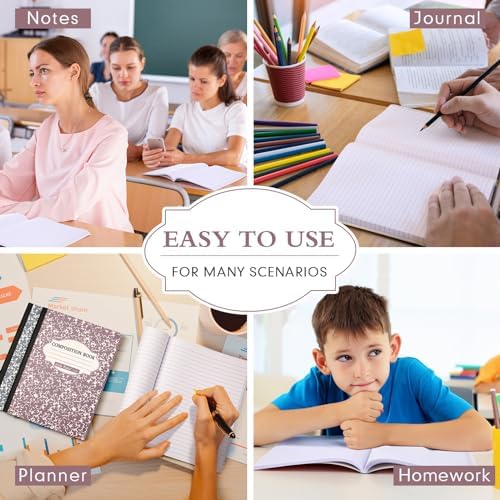 Colarr 8 Pack Composition Notebook Wide Ruled Marble, Taro Color