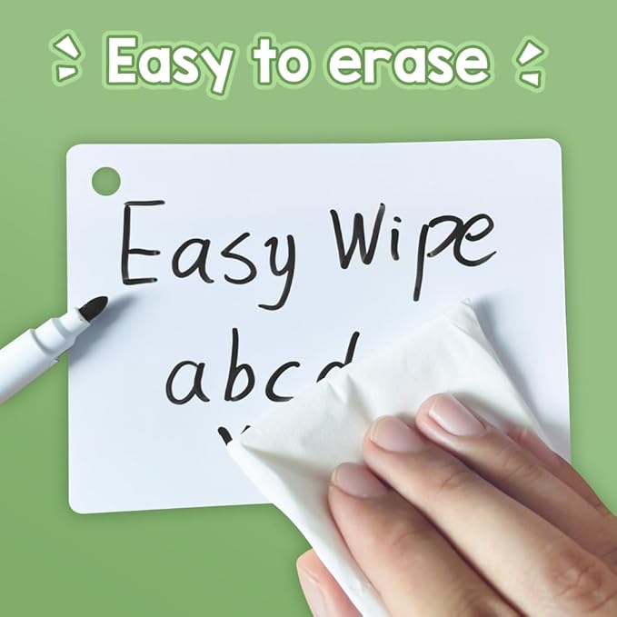 Lachilly 20Pcs Dry Erase Index Cards – Laminated Cards for Versatile Use, Reusable Blank Cards for Home, Work, and School - Cardstock 3.1“ x 4.3“ with Convenient Hole Punch and Storage Ring