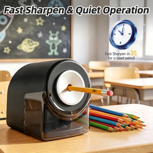 deli Electric Pencil Sharpener,Heavy Duty Pencil Sharpener, Black