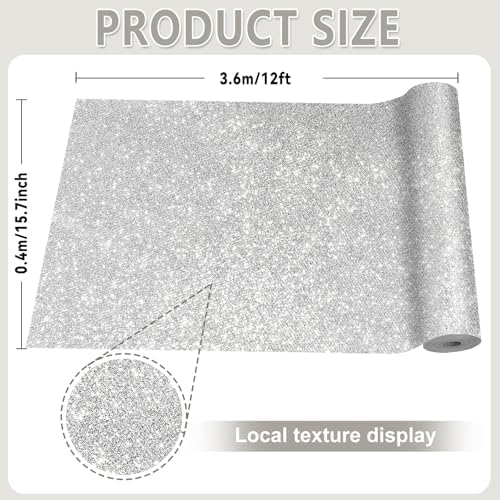 Glitter Silver Bulletin Board Roll Non-Woven Fabric Poster 15.7" x 12 Ft