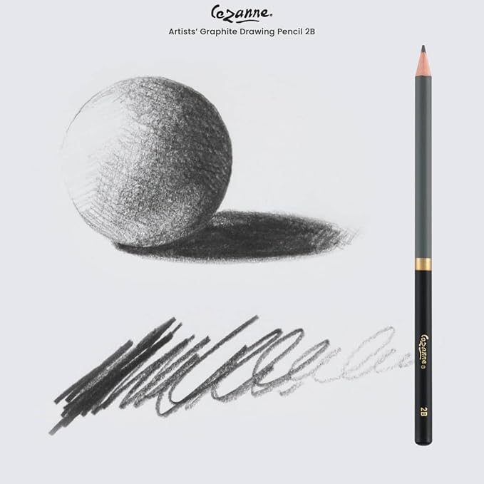 Cezanne Graphite Drawing Pencils Set - 2B, Set of 12 Break-Resistant Graphite Lead, Easy-to-Sharpen Sketch Pencils, Master Artist Quality Graphite Pencils for Technical and Artistic Drawing