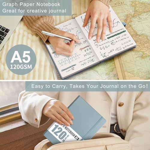 AHGXG Graph Paper Notebook, 120 GSM Paper, 160 Pages, A5 (5.7'' X 8.3'')