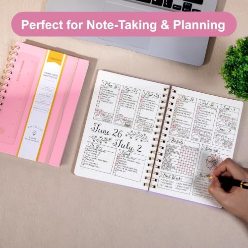 Yoment Graph Paper Spiral Notebook, 3 Pack, 160 Pages per Pack