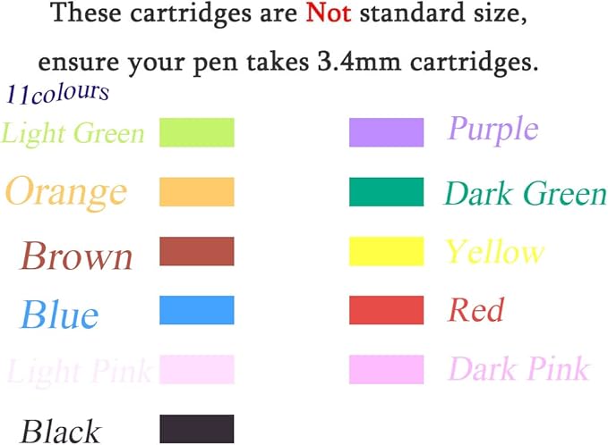35 Pieces Ink Cartridges for Fountain Pen with Storage Box, 3.4 mm Bore Diameter, Blue