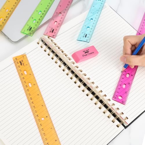 Mr. Pen- Transparent Rulers with Holes for Three-Ring Binders, 12", 6 Pack