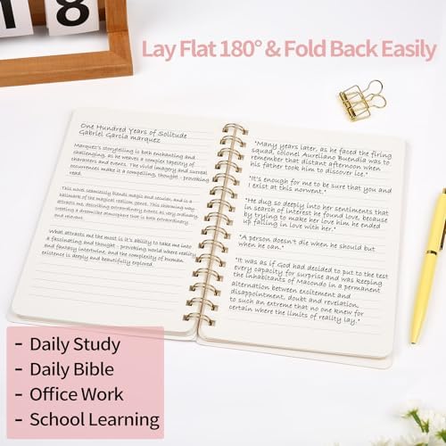 Spiral Notebook-5.75" x 8.125" College Ruled Journal with Inner Pockets and 160 Pages,PU Leather Cover Business Journal, Twin-Wire Binding Notebook Perfect for Office & Home School Supplies Light Grey