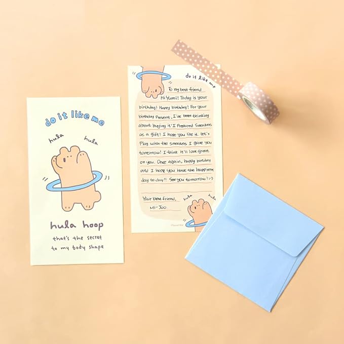 Monolike Story town Afternoon B Mini Letter Paper and Envelopes Set - 8Type, 32 Letter Paper + 16 Envelopes
