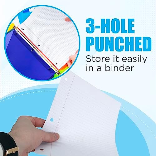 College Ruled Notebook Paper, Loose Leaf Lined Filler Paper for 3 Ring Binders - 10.5" X 8", for Students, School Classroom - 100 Sheets/Pack (12 Pack)