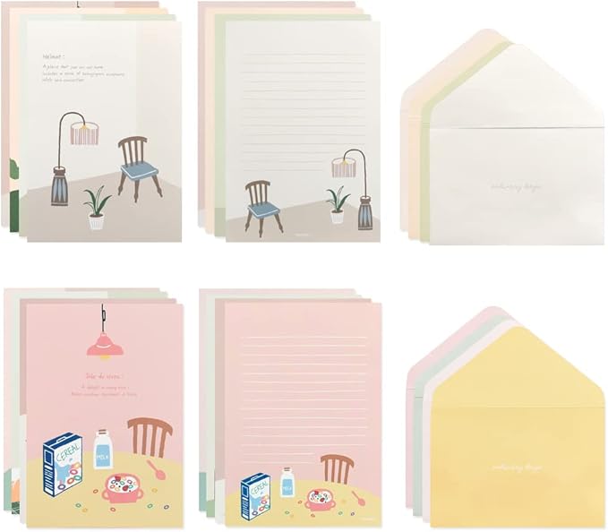Monolike Ordinary Days Letter Paper and Envelopes Set - 8Type, 32 Letter Paper + 16 Envelopes
