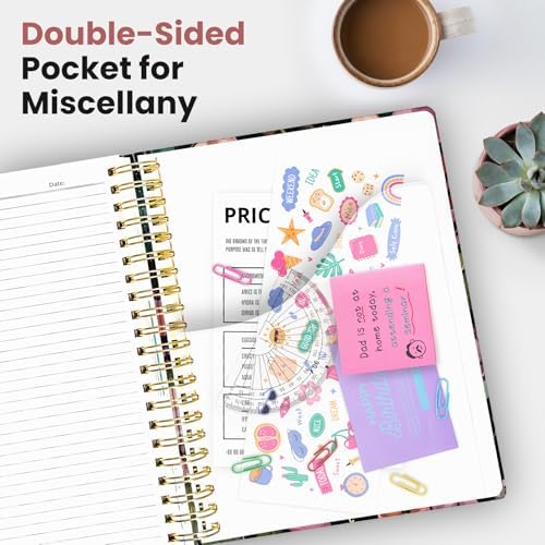 Taja Pretty Large Spiral Lined Notebook for Work with 5 Removable Dividers