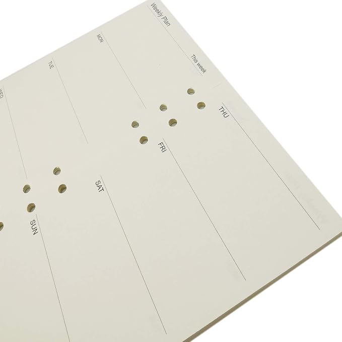 Zelten Refills/Loose Leaves for A5 Cover Ring Binder/Personal Organizer/Planner(A5 6 Holes, Weekly Plan)