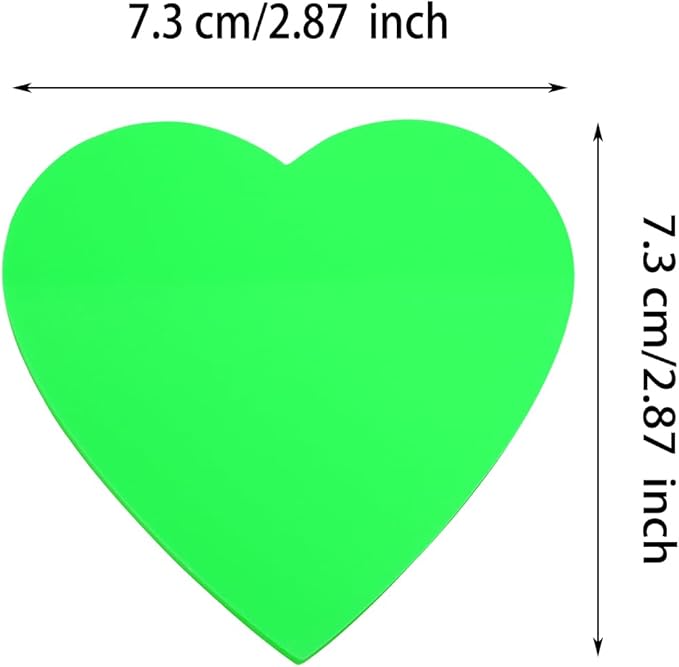 ONLYKXY 3 Pack Heart Shaped Transparent Sticky Notes 2.8X2.8in Waterproof Self-Stick Book Tabs 150 Sheets PET Markers Sticky Notes Pad (Fluorescent Green)