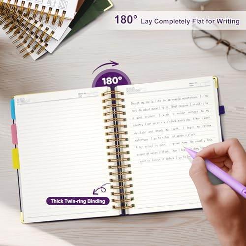 Hardcover Spiral Notebook Journal with Removable Dividers Tabs