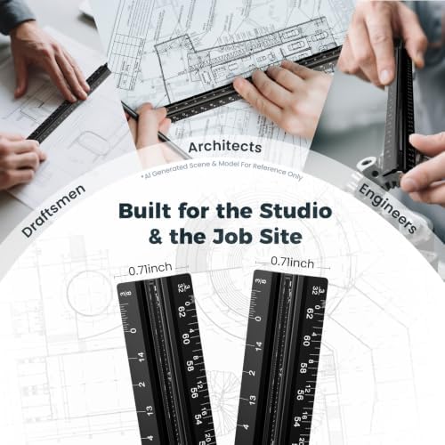 12 Inch Aluminum Architectural Scale Ruler, Aluminum Architect Ruler