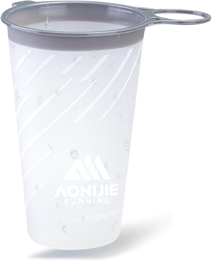 AONIJIE Collapsible Cup 200ml – Foldable Hiking Cup, Ultra Portable Soft Cup for Trail Running, Camping & Travel, Silicone Water Cup for Outdoor Hydration - White