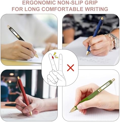 Linbsunne Ballpoint Pens Black Medium Point 1mm Pen with Super Soft Grip Ball Point Pen for Men Women Retractable Pens (Vintage-12 pcs)