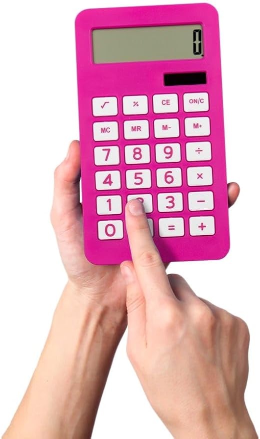 JAM PAPER Desktop Calculator - 10 Digit LCD Display - 3 3/4 x 6 3/4 Inches - Pink & Purple Combo - Bulk 10/Pack
