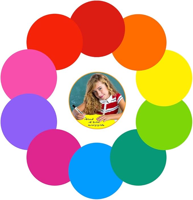 Colorful Dry Erase Dots Circles Whiteboard Marker Removable Stickers Spots Wall Decals for School Classroom Teachers Students Table & Desk, 10 Pack