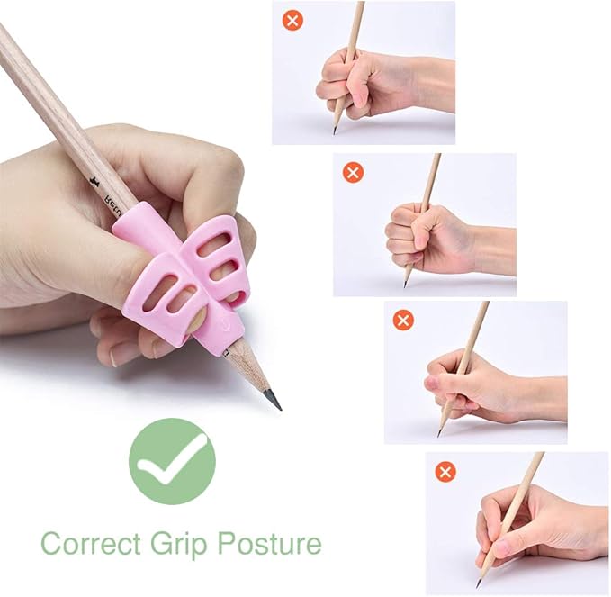 Pencil Grips for Kids Handwriting Left Handed, Toddlers 2-4 Years, Soft Silcone Training Grip with Assorted Colors, Pack of 5
