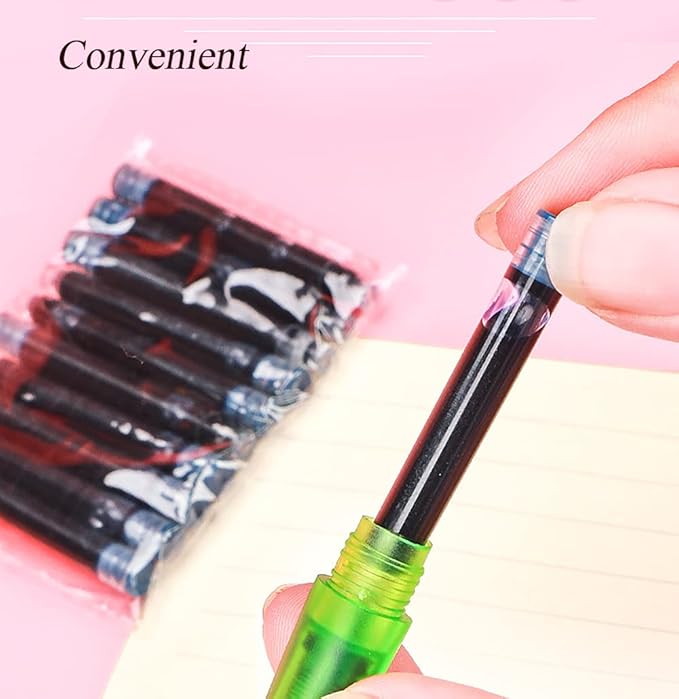 35 Pieces Ink Cartridges for Fountain Pen with Storage Box, 3.4 mm Bore Diameter, Dark green