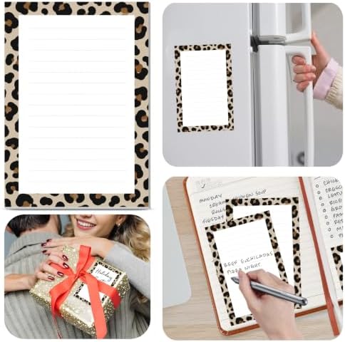 2 Pack Lined Sticky Notes 4x6 in, Cute Self-Stick Notepads with Lines, Large Memo Pads Strong Adhesive for Office, Home Luxury Leopard