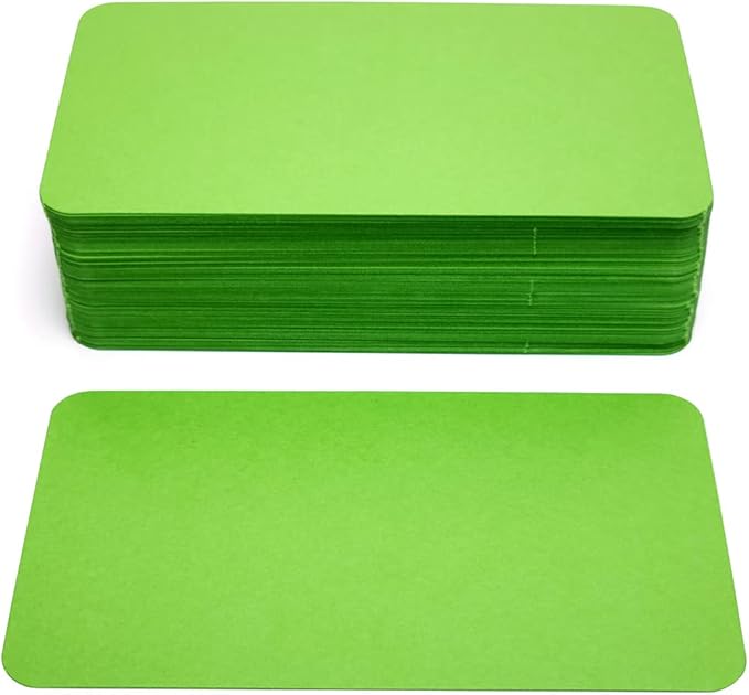 PPAPPAPPIYO 3.5x2 rounded corner index cards180gsm Thick Cardstock, Blank Colored Flash Cards for Study, Notes, Business Cards & Labels, Small Notecards 100 Pack (yellow green)
