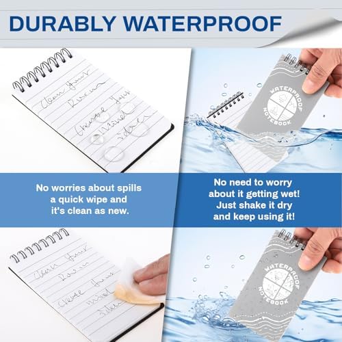 Thboxes 6-Pack Waterproof Pocket Notebook, 3" x 5" Top Spiral Small Notepad