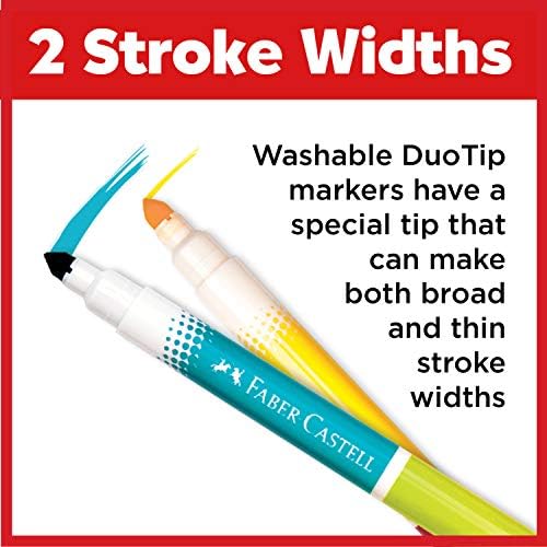 Faber-Castell DuoTip Washable Markers - 24 Markers, 48 Colors