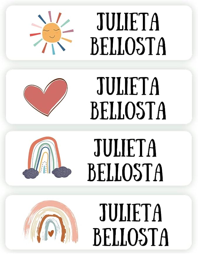 128 Custom Waterproof Dishwasher Safe Kid Name Labels for Daycare, School Supply, Baby Bottles, Lunch Boxes and Cups, Travel. Cute Personalized Design Name Stickers (Pattern 11)