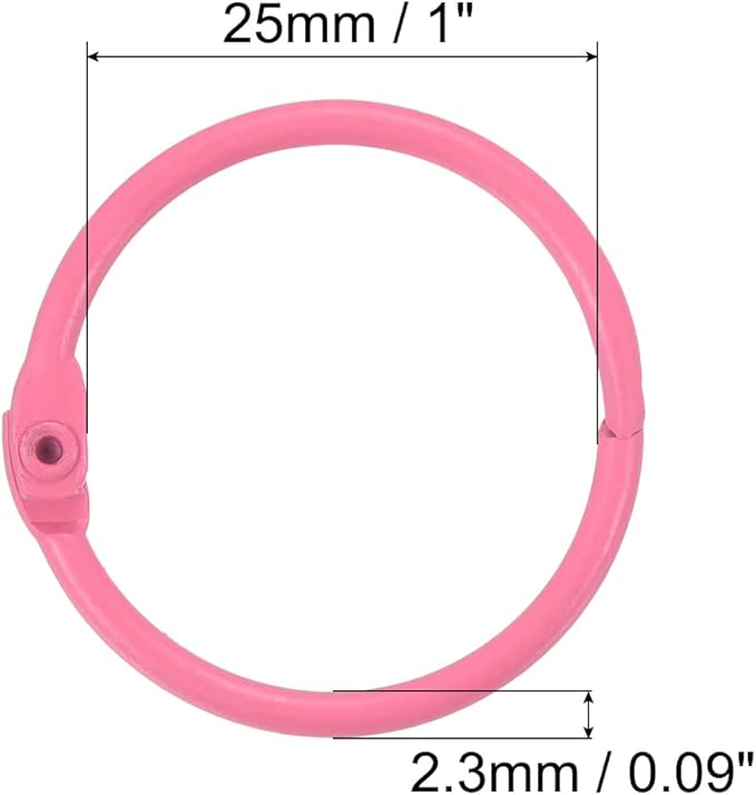 PATIKIL Loose Leaf Binder Rings 1 Inch, 5 Pack Metal Flash Card Book Binding Rings for Key Chain Index Card Scrapbooks, Pink