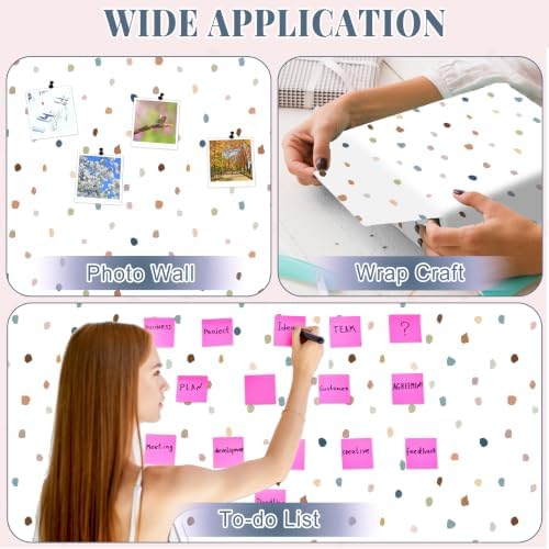 Colorful Boho Polka Dot Bulletin Board Roll Non-Woven Fabric 15.7" x12ft