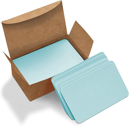 VANRA 300PCS Small Blank Index Cards 3.5x2 inches Note Cards Study Flash Cards, Word Message Gift DIY Cards Kraft Paper Tags (Blue, 300/Pack)