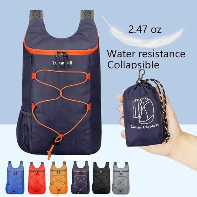 levayhill 16L Lightweight Foldable Hiking-Backpack Small Packable-Daypack For Travel,Ultralight Water-Resistant Gym Bag Men Women Easy Carry-on (Dark Blue)