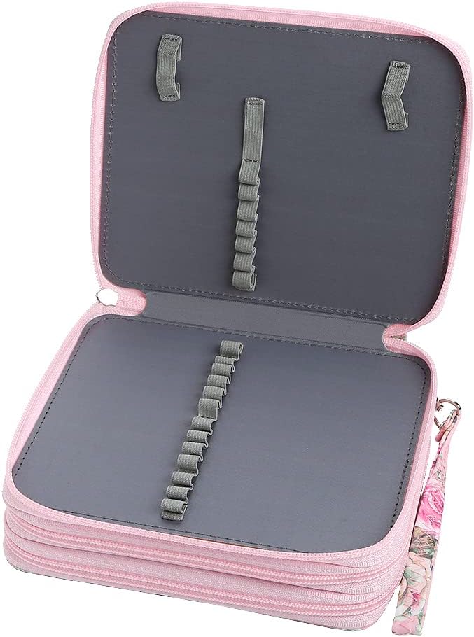72 Slots Pencil Case Organizer w/Removal Handle Strap | 3-Layer Zipped Pencils Box Large for Colored Pencils Watercolor Pencils for Office and Travel for Artist