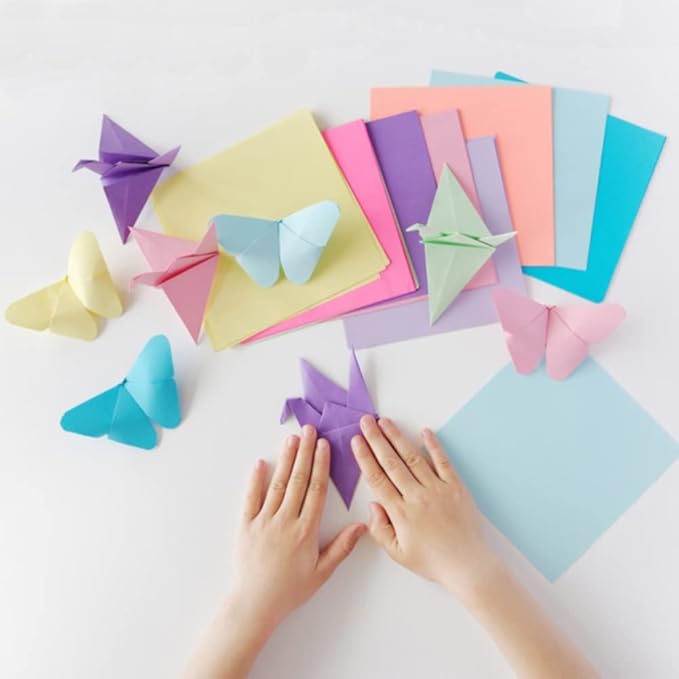 Origami Paper, Pack of 500 Sheets - 20 Vivid Colors - Double Sided - 6 Inch Square, Easy Fold Paper for Kids Adult Beginners Training Arts & Crafts Projects.