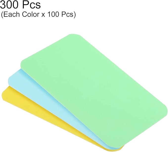PATIKIL 3.5" x 2" Blank Paper Business Cards, 300 Pack Small Index Flash Cards Words Message Note Card Mini Tags for DIY Gift Scrapbooking, Yellow Blue Green