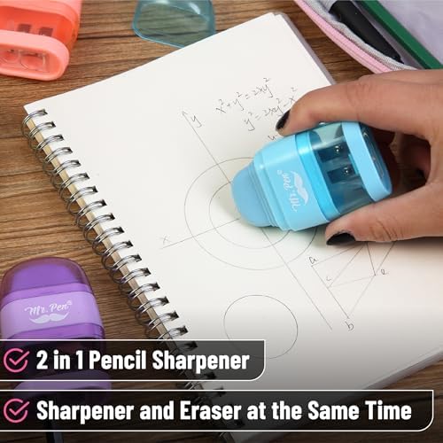 Mr. Pen- Pencil Sharpener & Eraser, 4 Pack