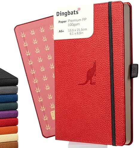 Dingbats A5 Wildlife Notebook Journal Hardcover, Cream 100gsm Ink-Proof Paper, 6.1 x 8.5 inches, 192 pages (Red Kangaroo, Plain)